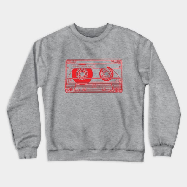 Cassette Tape (Red Lines) Analog / Music Crewneck Sweatshirt by Analog Digital Visuals